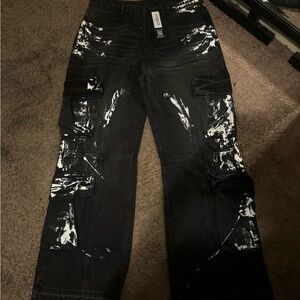 Rockstar Original Black Painted Cargo Jeans
